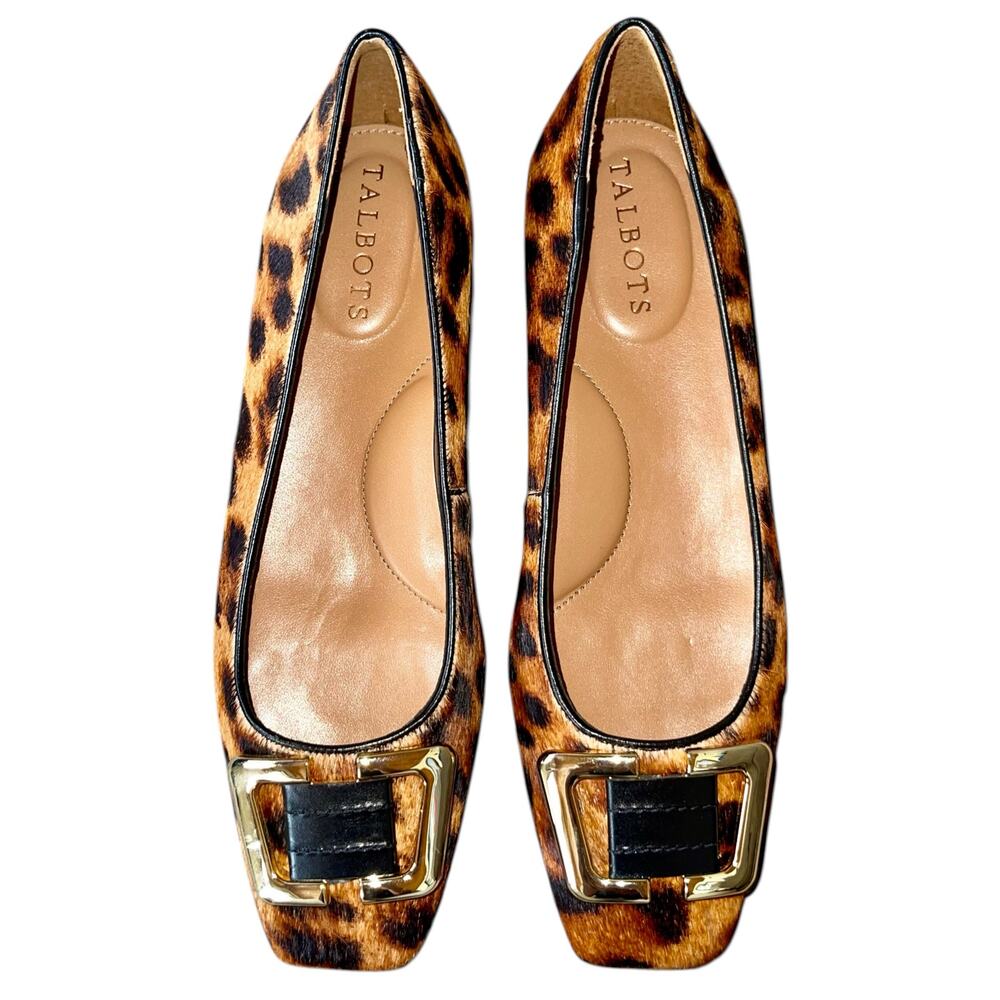 Talbots Sutton Buckle Flats Square Toe Leopard - Picture 3 of 10